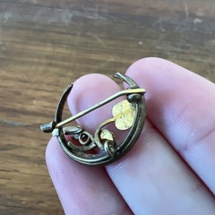 Antique Edwardian Crescent Moon Seed Pearl Pin Pendant Gold Filled