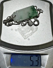 NEW Hallmark 18k W Gold Green Jadeite Jade Diamond 5.3g Pendant 16″ Necklace BOX