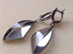 Earrings for Women Vintage Cupronickel Silver Plated Jewelry Glass Stone Nice