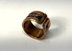 Beautiful Copper Engraved Open Back Wide Band Ring Size 8