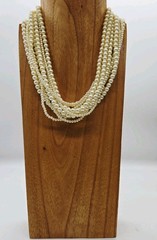 Signed Carolee Vintage Choker Necklace Multi 11 Strand Cream Faux Pearl 17 in