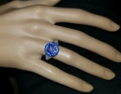 Vintage Platinum Engagement Ring 7.20ct. Natural Blue Sapphire Round Cut