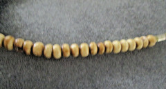 Vintage Graduated Varied Tones Wood Bead w/ Tagua Nut Necklace Boho Chic 28″