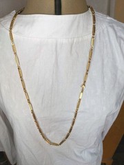 Signed Monet Bar Panel Link Chain Necklace Gold Plated Retro 70s Ex Long 36 In
