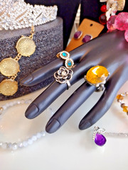 The FANCY JEWELS Lot 34 pc Faux Gem STATEMENT All Wearable Some Signed & Sets