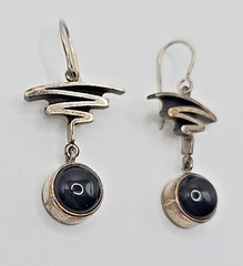 Signed Jeff Dawald Studio Art Sterling Silver Onyx Dangle Earrings Faribault MN