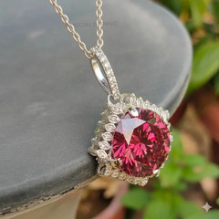 HUGE ,Gorgeous 30.50 Ct Pink Diamond Solitaire Necklace-FREE Diamond Studs