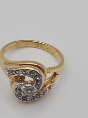 18KT HGE Yellow Gold Plated Swirl CZ Accent Cocktail Engagement Vintage Ring…