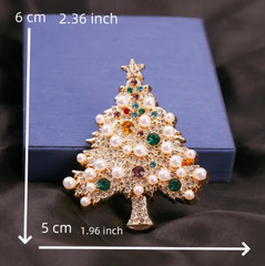 BROOCH-Exquisite Christmas Tree, Multicolor Rhinestones and Faux Pearls, Brooch,