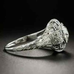 2.90 Ct Art Deco Style Round Cut Lab-Created Diamond Ring 14k White Gold Finish