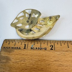 Vintage 80s Edgar Berebi Earrings Goldtone Brown Enamel Shell Statement 2 1/2″