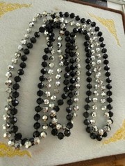 26″ continuous loop / no clasp, lightweight plastic faceted bead necklace in bla