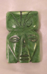 Vintage Mayan/Aztec Mexican Jade Gemstone Tribal Head/Mask/Face Pin, 2 Inches