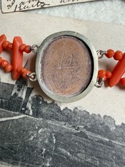 Victorian 800 silver Coral Lava Cameo Necklace, Swivel Clasp – Grand Tour