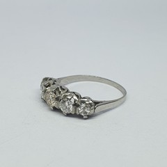 Antique Platinum Five-Stone Ring With 1.30 of Old Cut Diamonds – 360