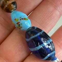 Vintage Necklace Handcrafted Glass Bead Lampwork Long Strand Multi Color 37″