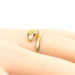 Antique Art Deco 1920’s Enamel Snake 18K Yellow Gold Ring Size 9-10 UK-R1/2-T1/2