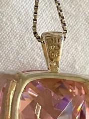 Stunning Large Cushion Cut PINK CZ & Sterling Silver 925 18” Box Chain Necklace