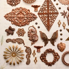 100 Years OLD! Vintage Miriam Haskell Jewelry Brass Stampings Brooch Parts Lot