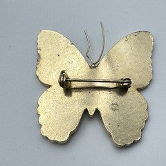 Yellow Green Blue White Goldtone Enameled Butterfly Brooch Pin