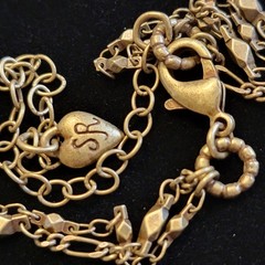 Sweet Romance Shelley Cooper 3D Domed Medallion Double Strand Necklace Brass 21″