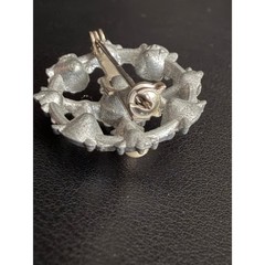 Vintage Pot Metal Brooch AJC Rhinestone Silver Tone Aurora Borealis Faux Pearl