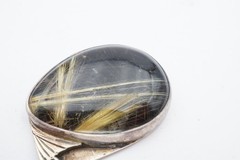 Vintage Sterling Silver 925 Rutilated Quartz Pendant Signed
