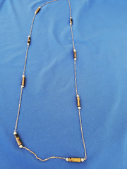 Vintage 14K GOLD Art Deco Tiger eye Statement Necklace Unique Antique Chain 28″