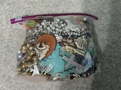 2 LB Mixed jewelry craft Lot, Beads CZ Crystals Chains Findings Repair Harvest