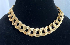 ANNE KLEIN Signed GOLD TONE DOUBLE-LINK CHAIN 15″ STATEMENT CHOKER NECKLACE!