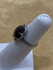 Vintage Clark & Coombs Designer Sterling Silver & Tiger Eye Stone Ring Size 4.5