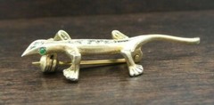 Stylish Vintage German Theodor Klotz 835 Coin Silver & Rhinestone Lizard Brooch