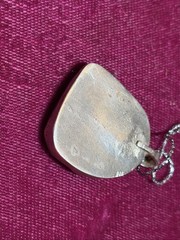 Vintage Pottery Piece Set In Sterling Setting And Chain Pendant 1” X 1.25”