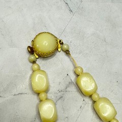 Two Vintage West Germany Necklaces Yellow Off White Lucite Plastic 3 Strand Long