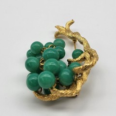 Incredible Bonsai Willow Brooch pin Jade Glass MCM Estate Jewelry Ivy