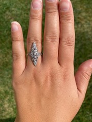 Antique Art Nouveau Style LabCreated Diamond Art Deco Engagement 14K GoldFN Ring