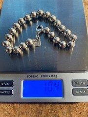 Vintage Stamped Sterling 23, 5mm Beads Bracelet 8.25″ Long