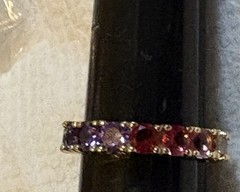 Vtg GM 925 Sterling Gold Tone 17 Rainbow CZs Eternity Band Ring Size 8 Pride 4g