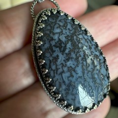 Paul Rossman CSHR Pendant 2 Inch Blue Fossil Dino Bone 925 Sterling 12.0g USA