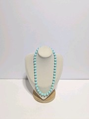 Vintage Blue Round Faceted Acrylic Bead Necklace 17″. Retro Style.