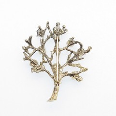 925 Sterling Silver Gold Plated Vintage Real Multi-Color Gem Tree of Life Brooch