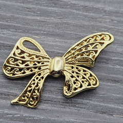 AAI Filigree Bow Jewelry Gold Tone Ribbon Pin Vintage 1990s Brooch Signed