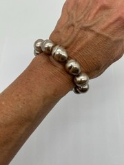 Vintage Roman Bracelet Extra-Large Faux Champagne Baroque Pearls Stretch, Signed