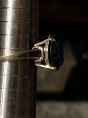 Vintage Sterling Silver Blue Stone Ring 925 A Round Faceted ~ Size 5 ~