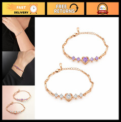 Women’s Copper Sterling Silver Heart Charm Bracelet with Stone – Stylish Jewelry