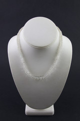Vtg Art Deco Faceted Rock Crystal Glass Graduated Rondelle Disc Bead Necklace