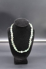 Vtg Clear Light Green Beaded Necklace Maybe Prehnite Fluorite Silver Tone Clasp