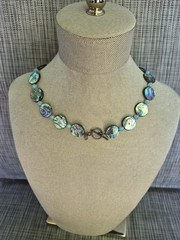 Vintage Abalone Shell And Crystal Necklace. One Of A Kind.