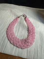 Elegant Vintage Pink Braided Style Statement Choker Glass Beads