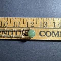 24 Inch Bamboo Link Necklace w/ Sterling Clasp & Faux Green Bead – 41.3g
